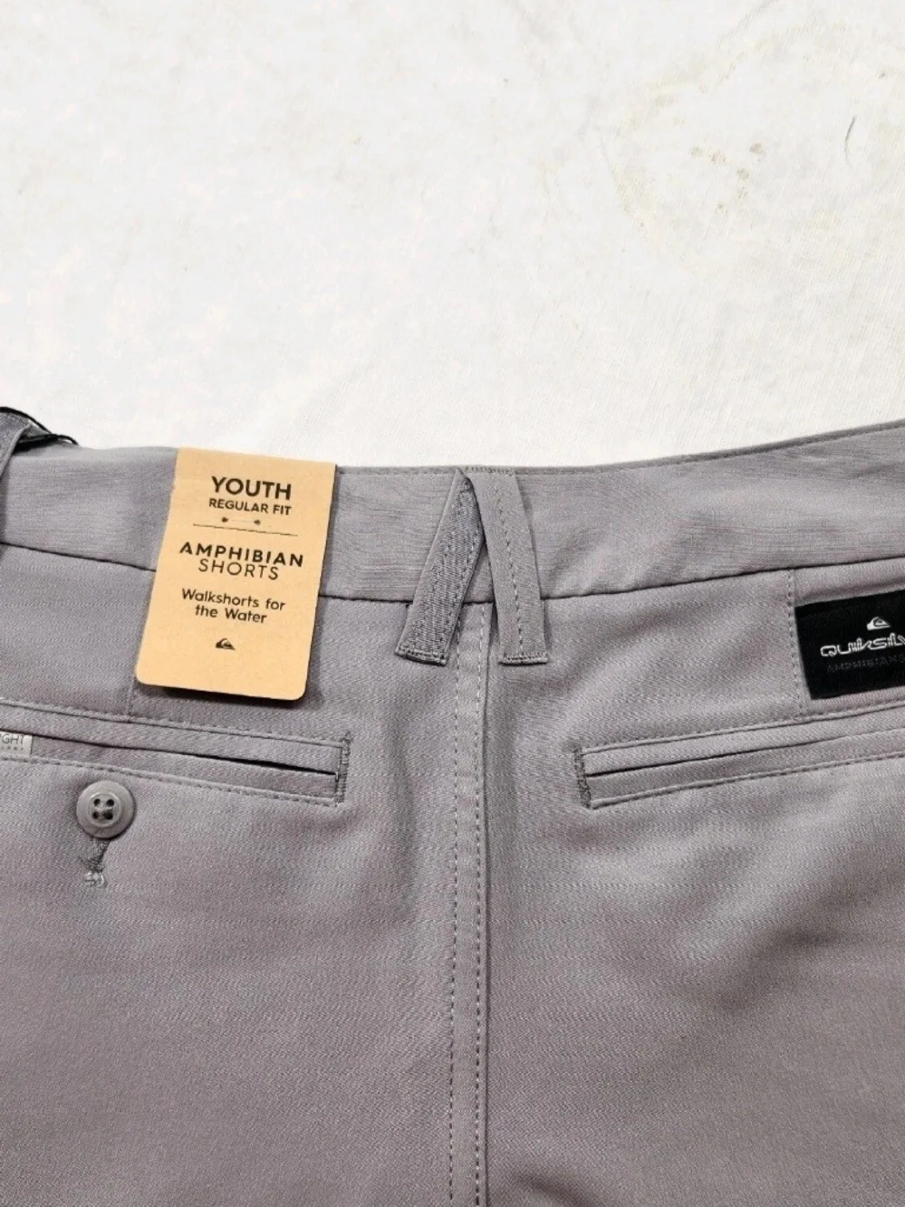 Quiksilver Youth Shorts Regular Fit Size 30/16 Gray ocean Amphibian NWT 03